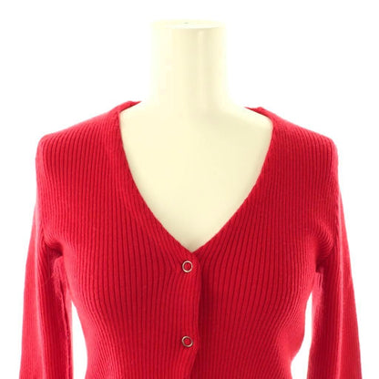 Miu Miu Miu Rib Knit Cardigan Neck Wool 40 Red DF — view 4