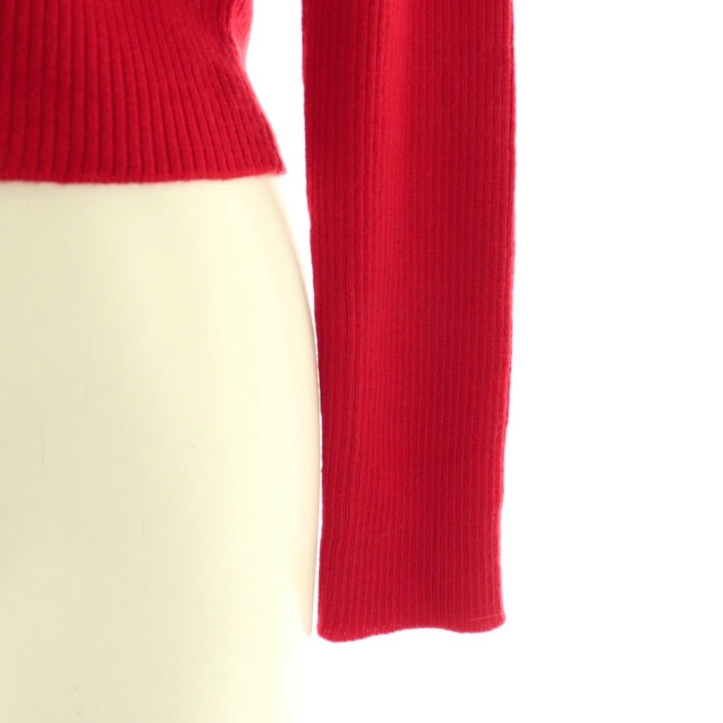 Miu Miu Miu Rib Knit Cardigan Neck Wool 40 Red DF — view 5