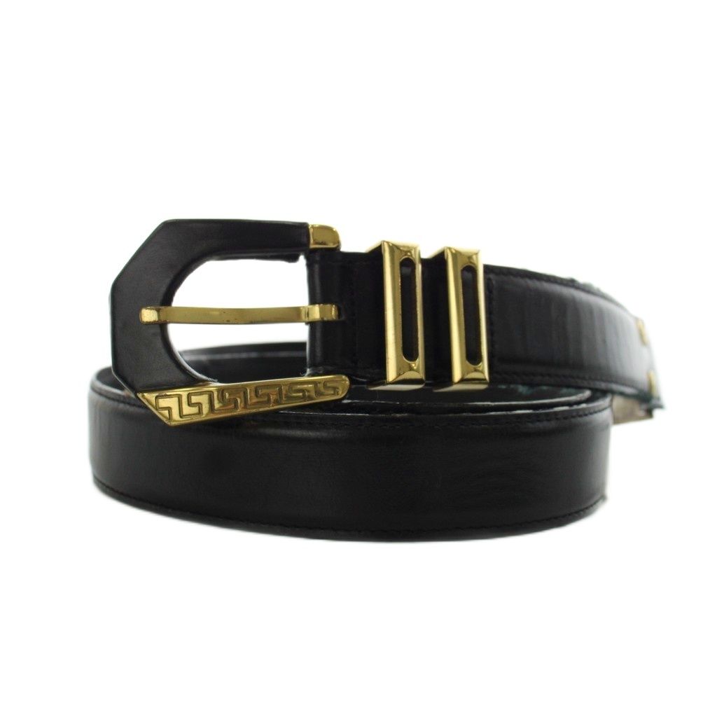 Versace Gianni Belt Medusa Logo Leather Black