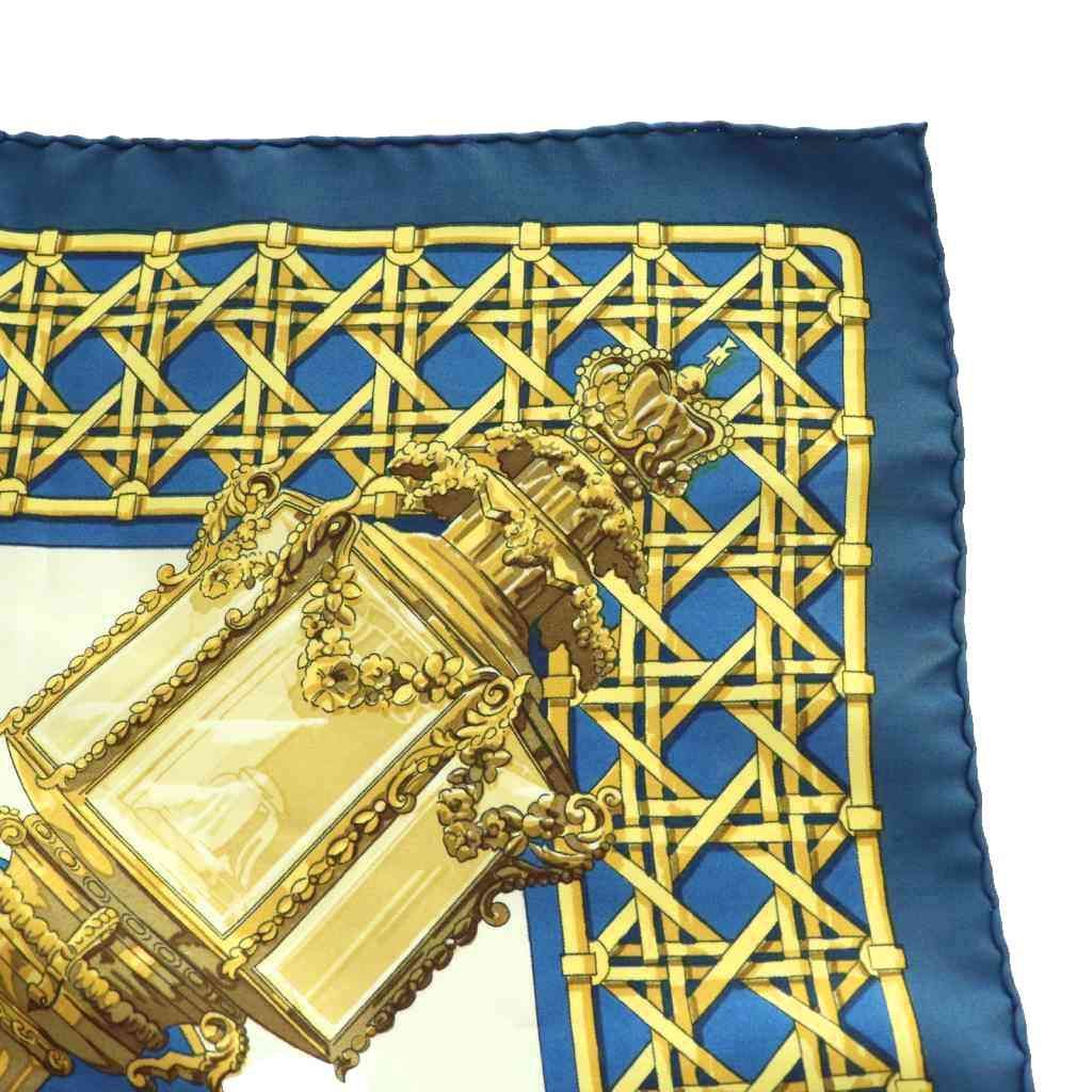 Hermes Carre 90 Feux de Route Carriage Lantern Scarf Silk Multicolor Blue — view 3