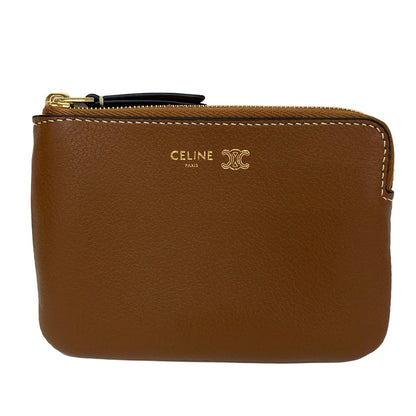Celine Coin Case Brown Leather with Key Ring Key Holder