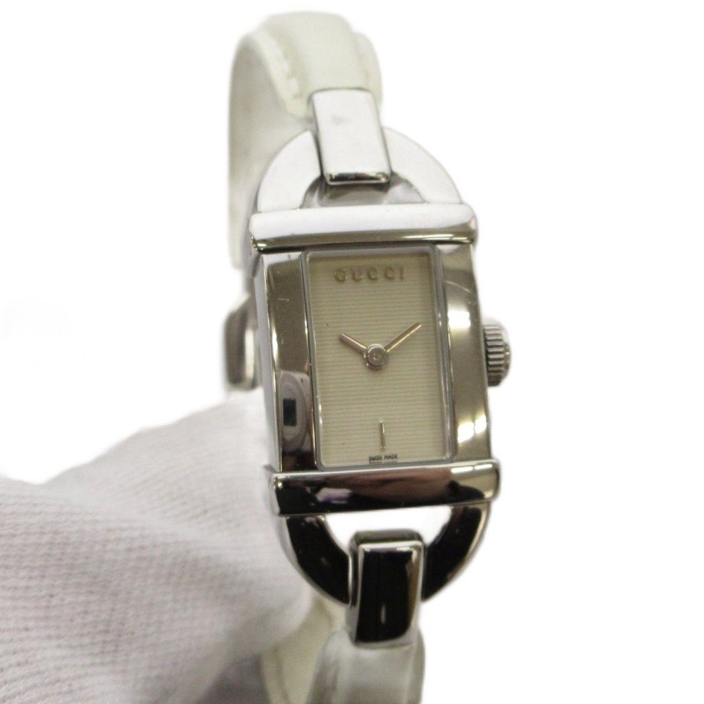 Gucci Watch Analog 2 Hand Quartz Beige Silver