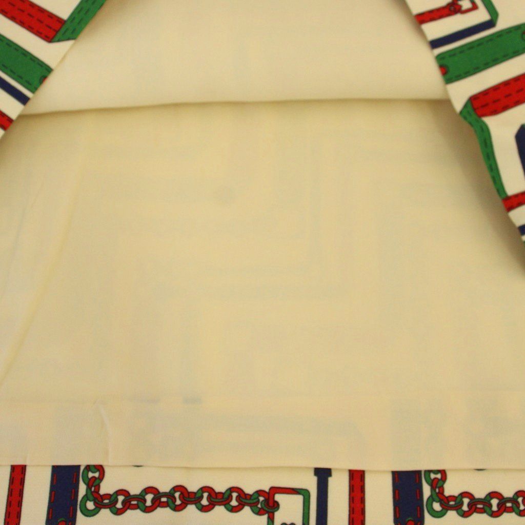 Gucci Chain Belt Pattern Tight Skirt Knee Length Silk Wool 44 White Red — view 5
