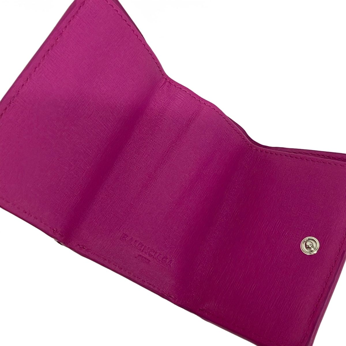 Balenciaga Trifold Wallet Essential Mini Pink Purple White Plaid Leather — view 3