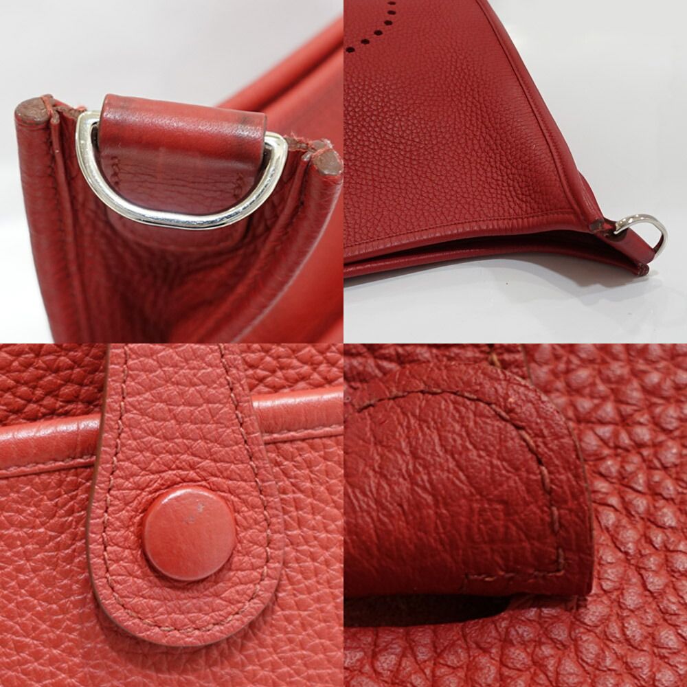 Hermes Evelyne 3 Trois PM Made Togo Red Silver Shoulder Bag — view 6
