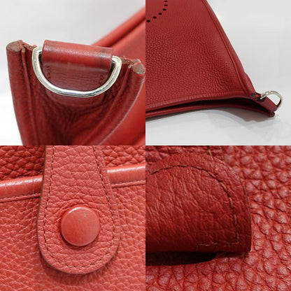Hermes Evelyne 3 Trois PM Made Togo Red Silver Shoulder Bag — view 6