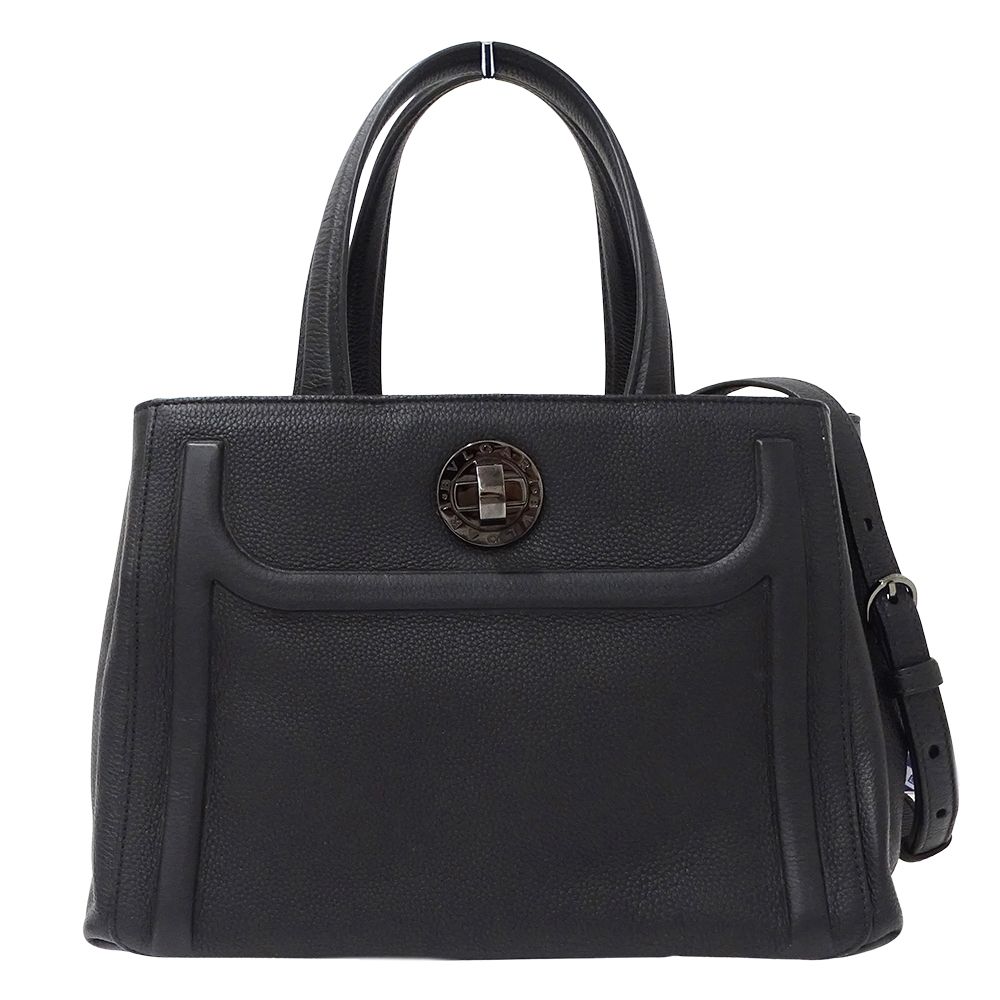 Bvlgari 2-Way Shoulder Bag Leather Black