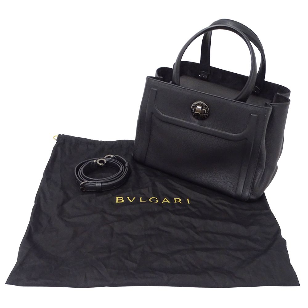 Bvlgari 2-Way Shoulder Bag Leather Black — view 7