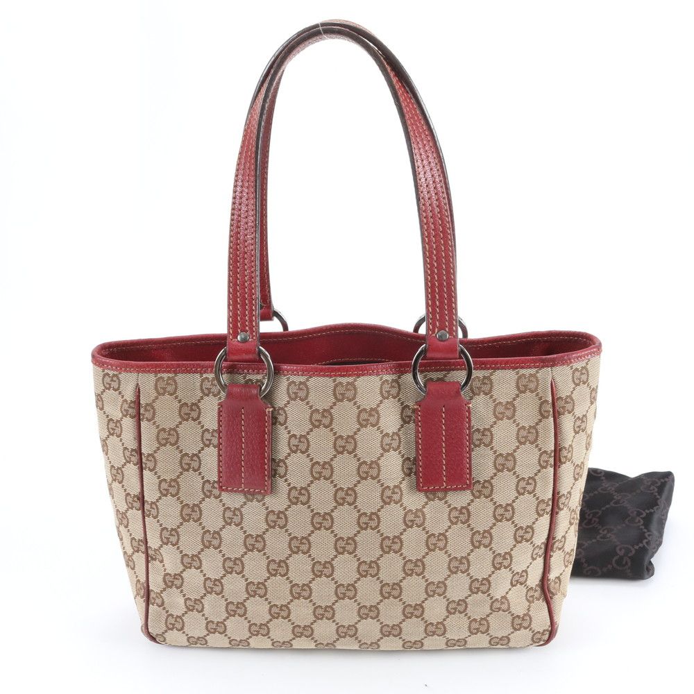 Gucci GG Canvas Leather Tote Shoulder Hand Enm