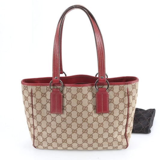 Gucci GG Canvas Leather Tote Shoulder Hand Enm