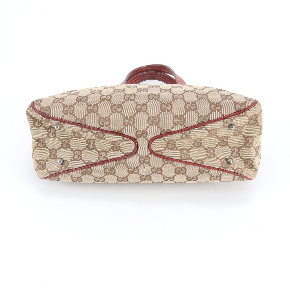 Gucci GG Canvas Leather Tote Shoulder Hand Enm — view 6