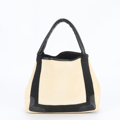 Balenciaga Navy Cabas Leather Canvas Tote Shoulder Hand Enm — view 3