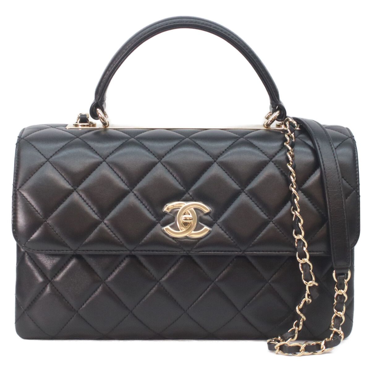 Chanel Black Lamb Gold Trendy CC 2-Way Handbag