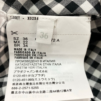 Prada Long Sleeve Shirt Blouse 36 S Black White Yellow Plaid Pattern — view 5
