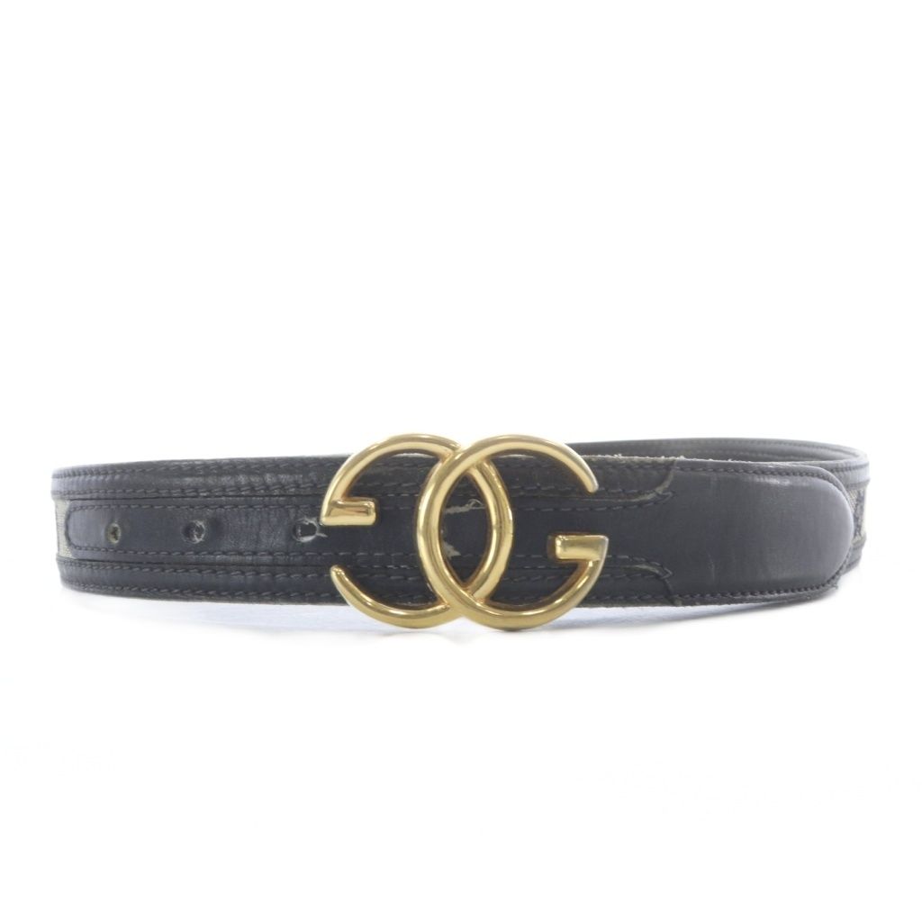 Gucci Belt Signature Logo Leather 70 28 Navy Gold — view 3