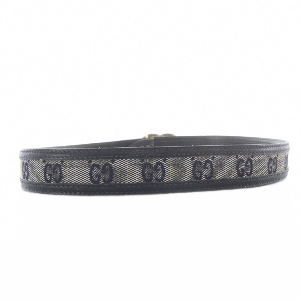 Gucci Belt Signature Logo Leather 70 28 Navy Gold — view 4