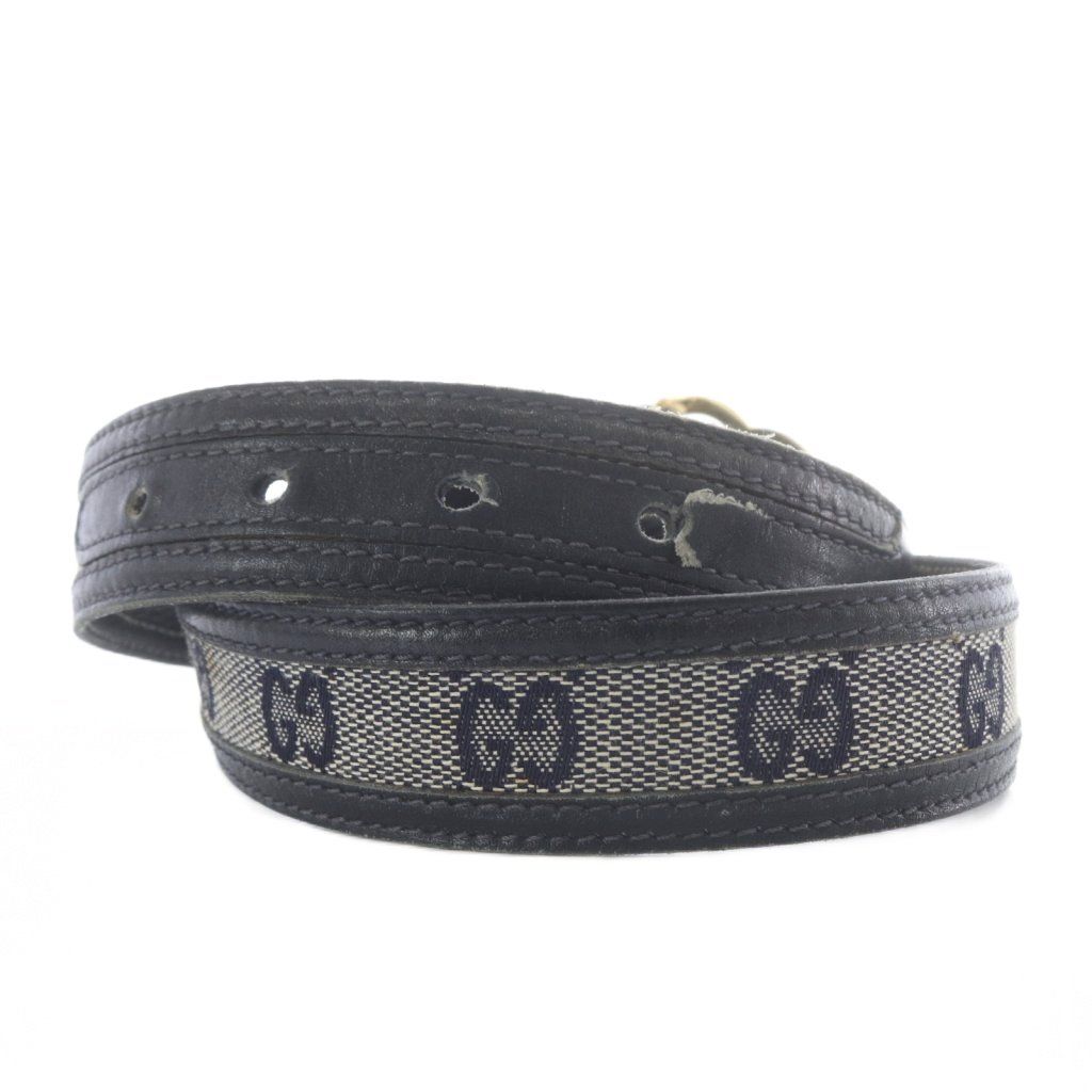Gucci Belt Signature Logo Leather 70 28 Navy Gold — view 2