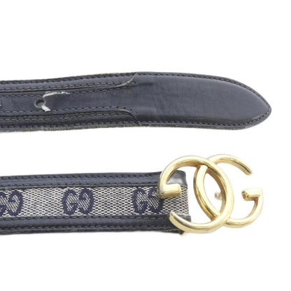 Gucci Belt Signature Logo Leather 70 28 Navy Gold — view 7