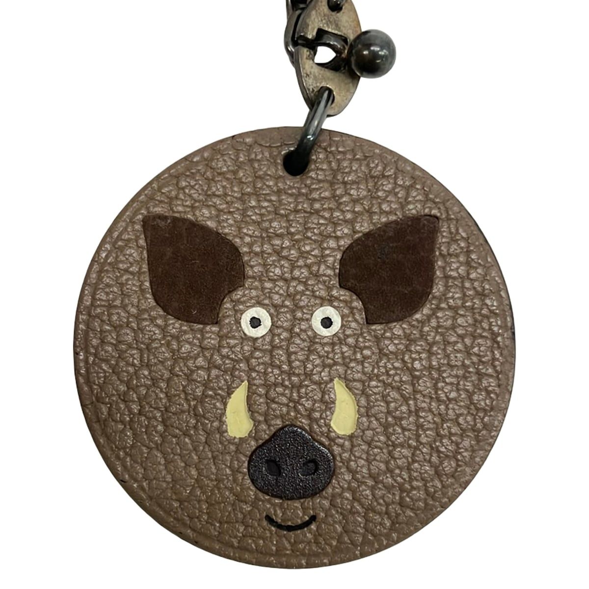 Hermes Key Holder Animal Key Dark Brown Silver Multi Boar Leather — view 4