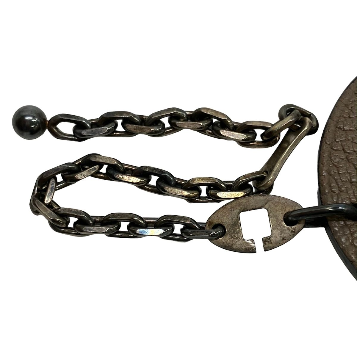 Hermes Key Holder Animal Key Dark Brown Silver Multi Boar Leather — view 6