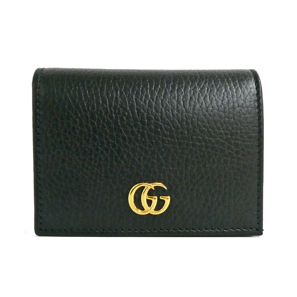 Gucci Double Small Wallet Leather Black Gold