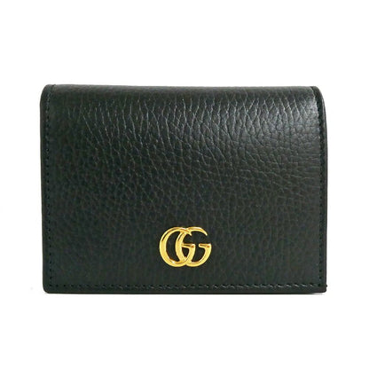 Gucci Double Small Wallet Leather Black Gold