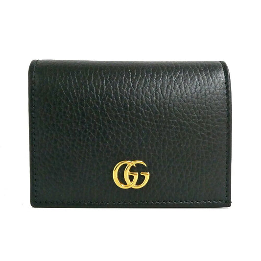 Gucci Double Small Wallet Leather Black Gold