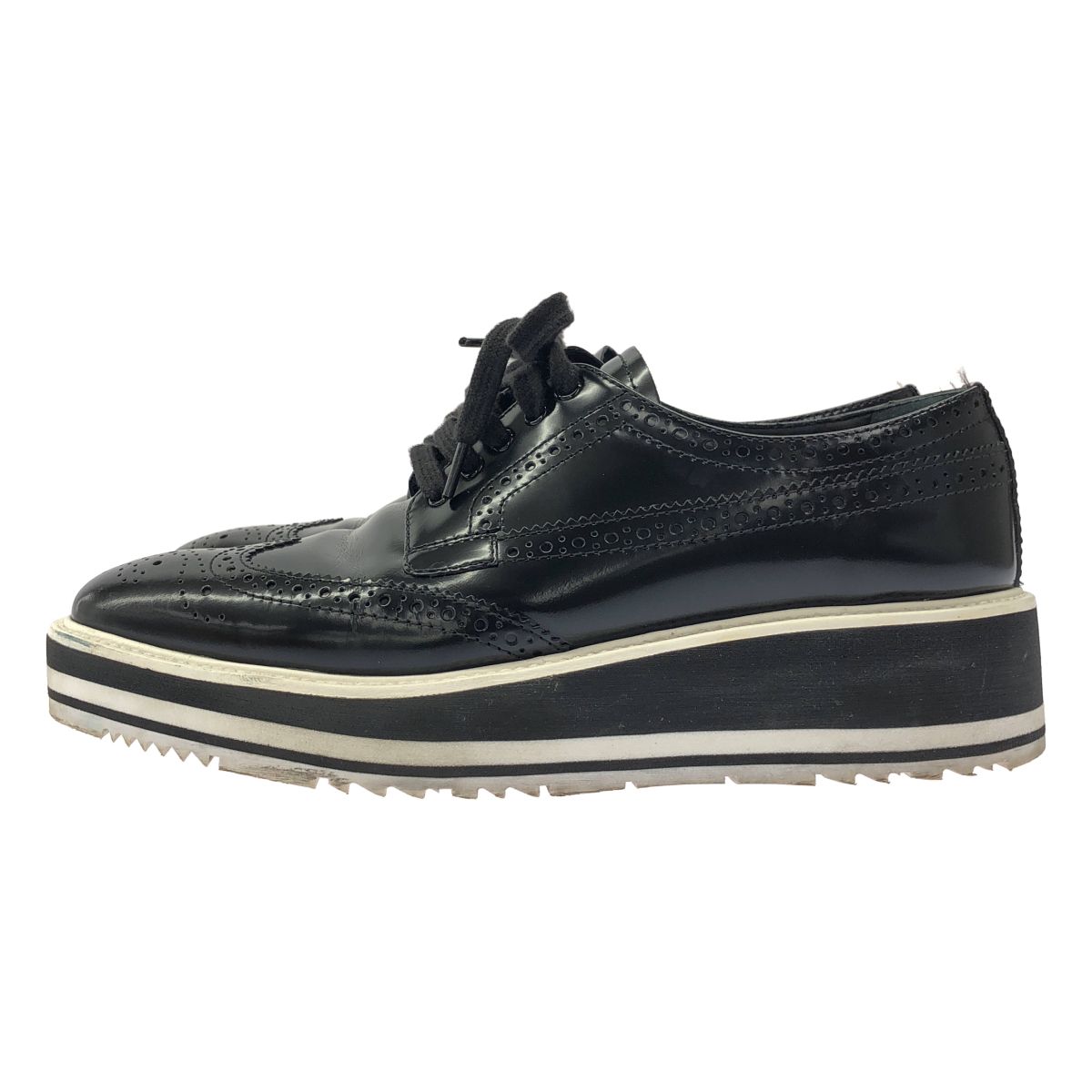 Prada Platform Wingtip Shoes Black — view 2