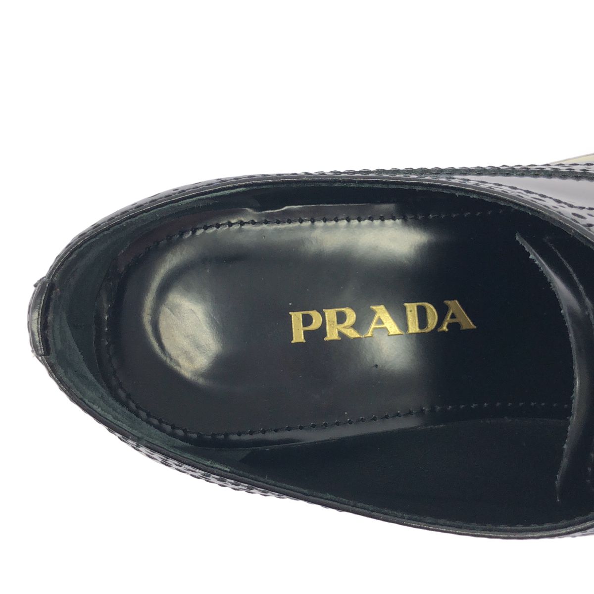 Prada Platform Wingtip Shoes Black — view 5