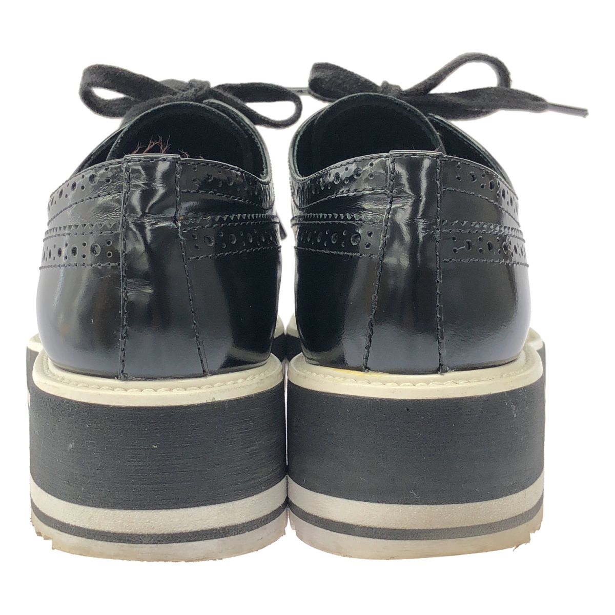 Prada Platform Wingtip Shoes Black — view 3