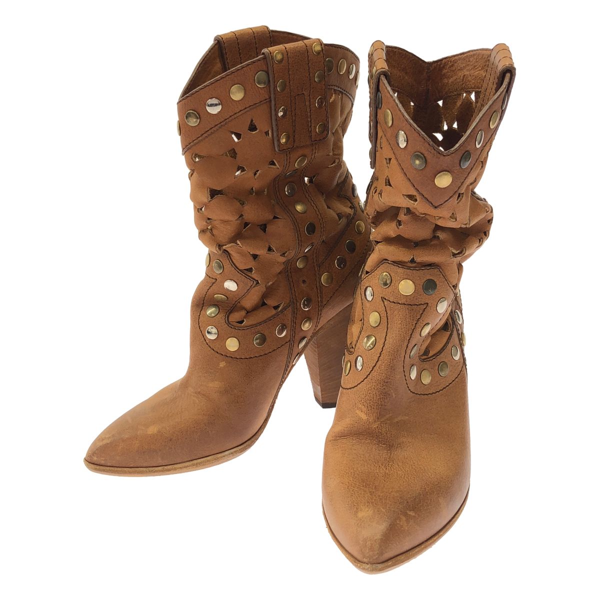 Dolce & Gabbana D&G & Cutwa Cles the Studded Western Boots Brown