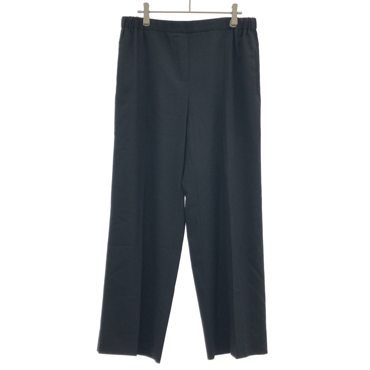 Hermes Wool Stretch Wide Trousers Pants Black 42