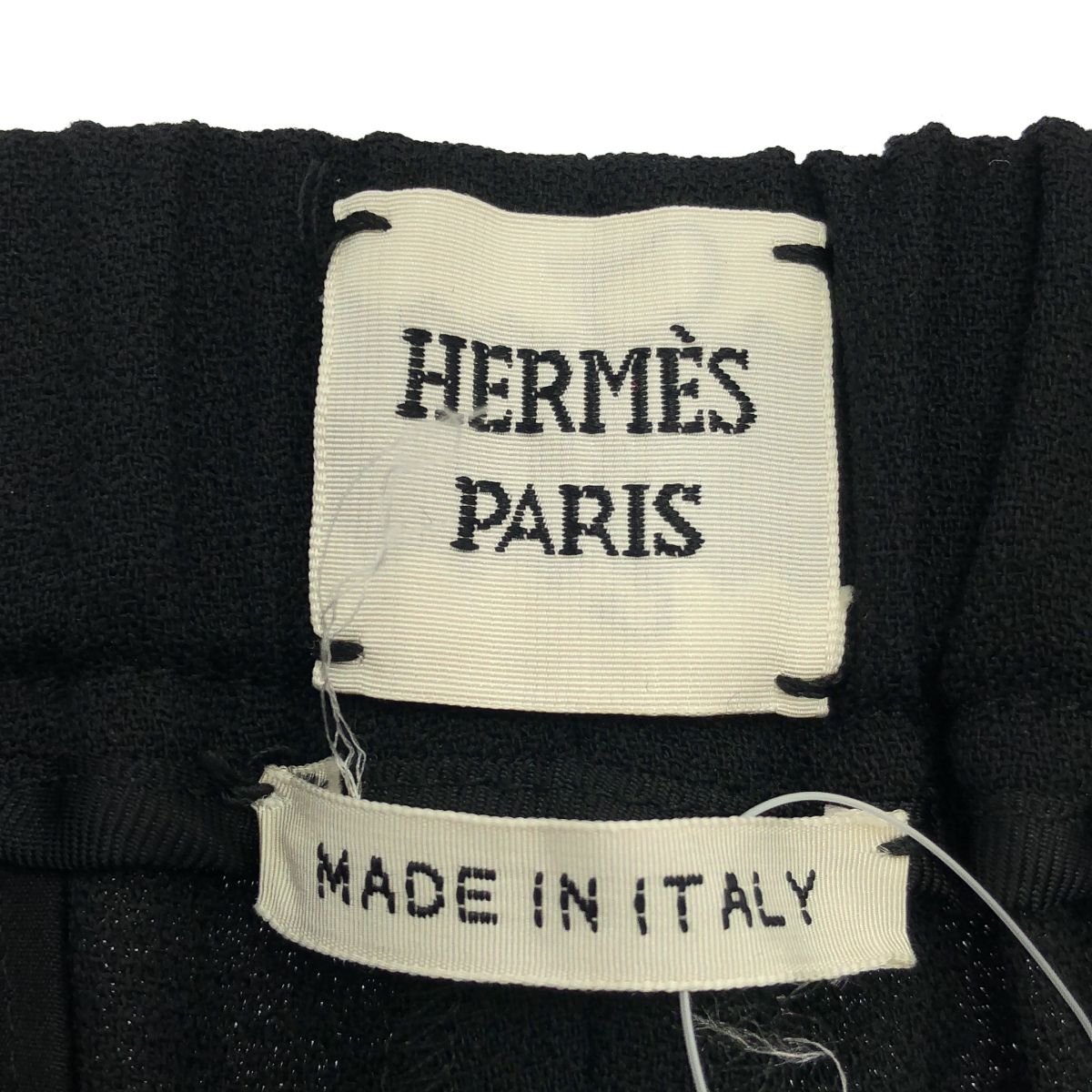 Hermes Wool Stretch Wide Trousers Pants Black 42 — view 3