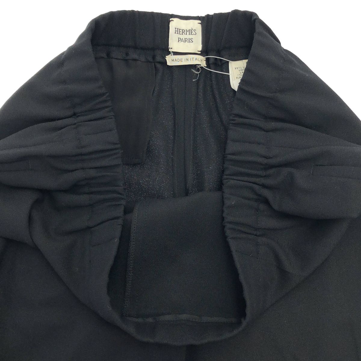 Hermes Wool Stretch Wide Trousers Pants Black 42 — view 4