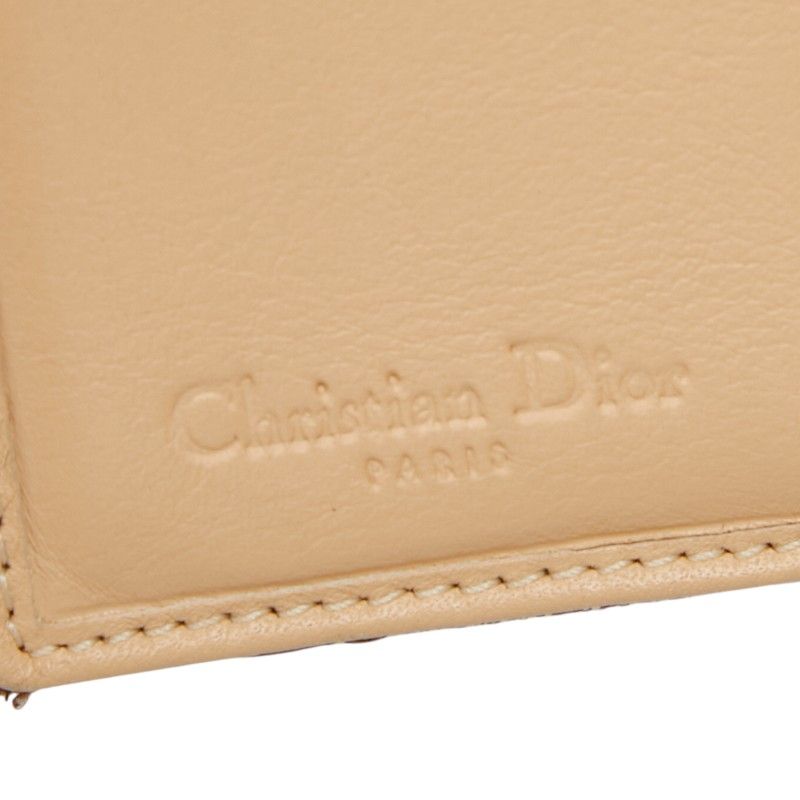 Dior Trotter Jacquard Card Case Bifold Beige Brown Canvas Leather — view 8