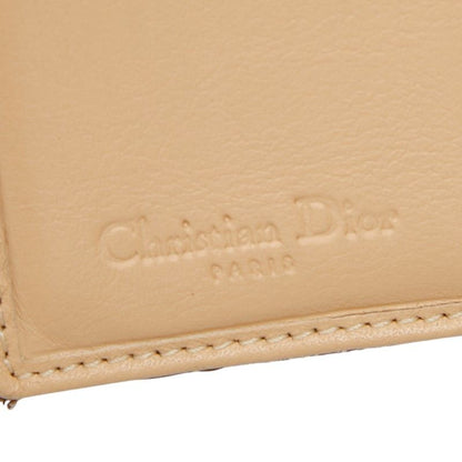 Dior Trotter Jacquard Card Case Bifold Beige Brown Canvas Leather — view 8