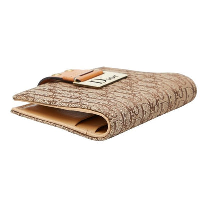 Dior Trotter Jacquard Card Case Bifold Beige Brown Canvas Leather — view 5