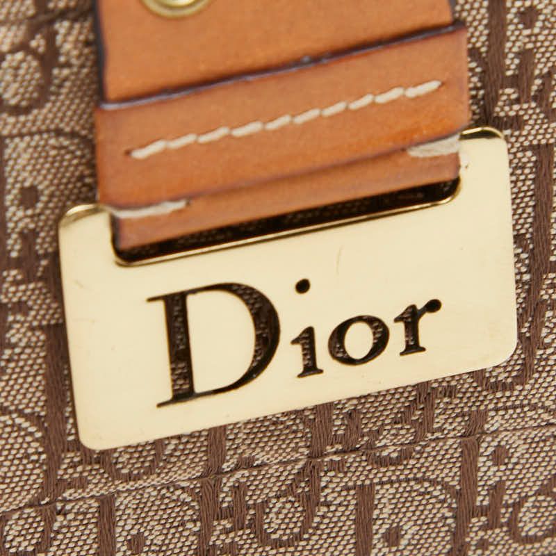 Dior Trotter Jacquard Card Case Bifold Beige Brown Canvas Leather — view 6