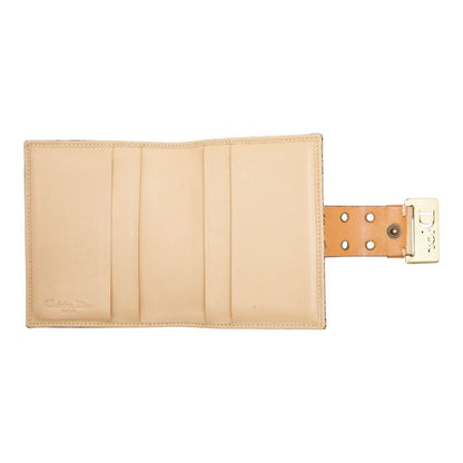 Dior Trotter Jacquard Card Case Bifold Beige Brown Canvas Leather — view 7