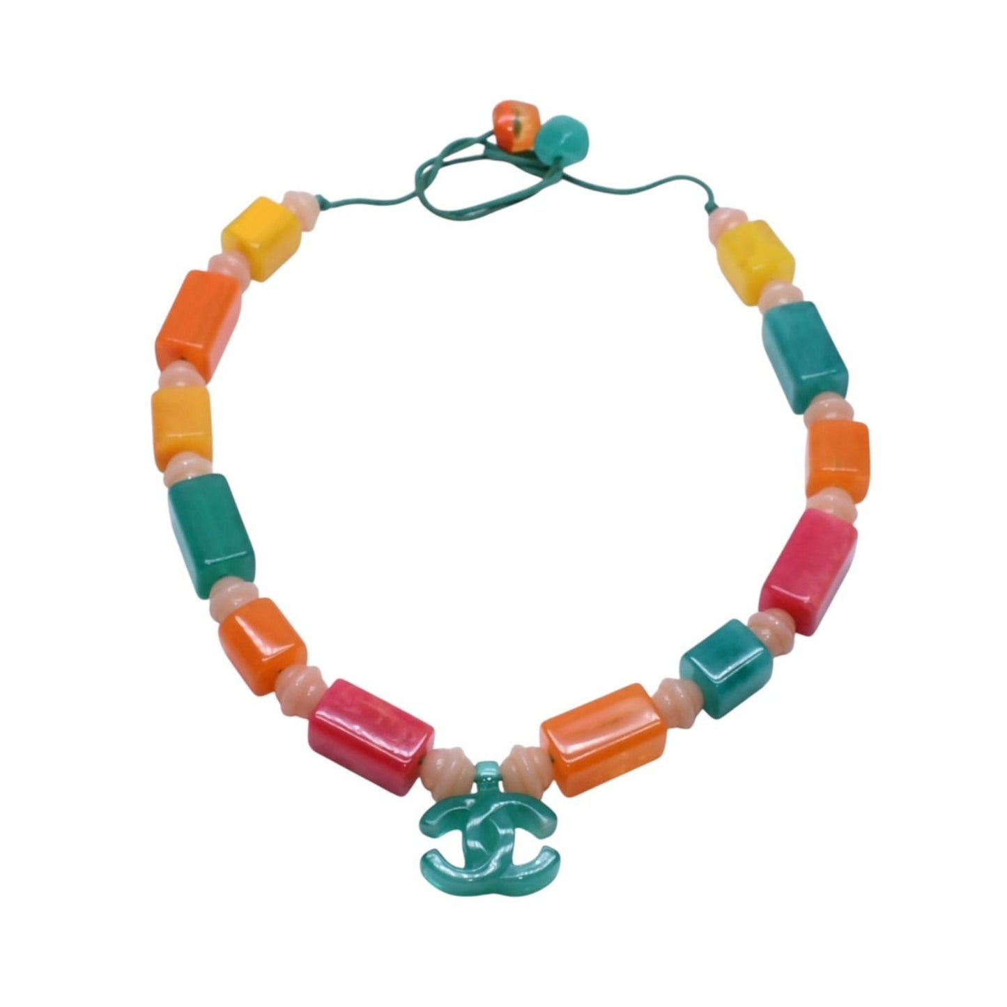 Chanel CC Logo Necklace Plastic Candy Color Multicolor Stone — view 2