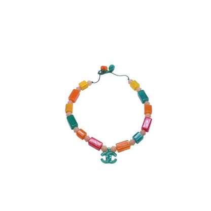 Chanel CC Logo Necklace Plastic Candy Color Multicolor Stone — view 3