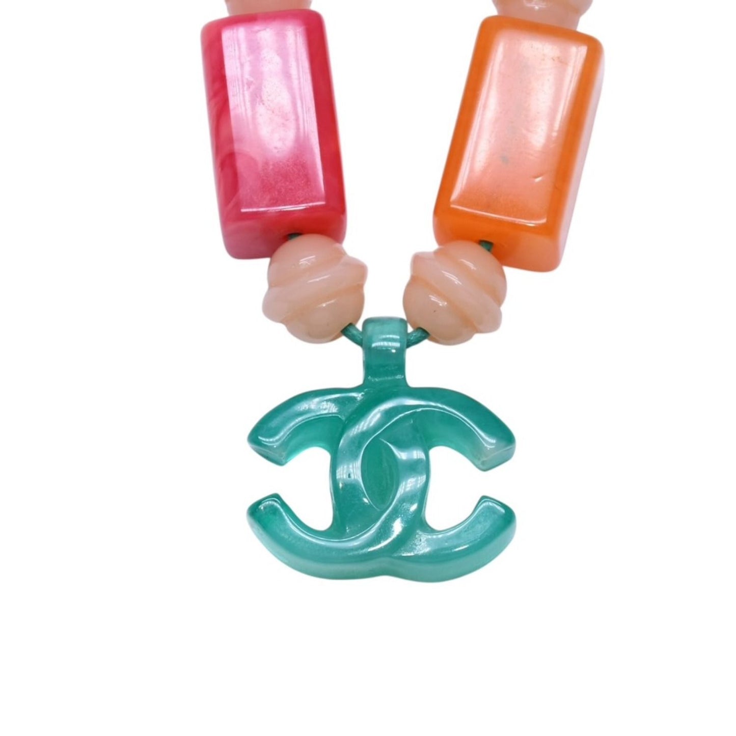 Chanel CC Logo Necklace Plastic Candy Color Multicolor Stone — view 5