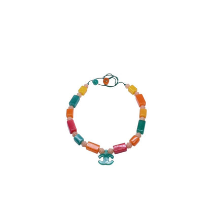 Chanel CC Logo Necklace Plastic Candy Color Multicolor Stone — view 4