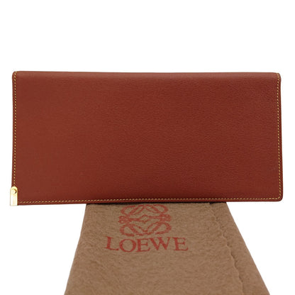 Loewe Vintage Long Bill Purse Brown No Coin Slim Protective Cloth