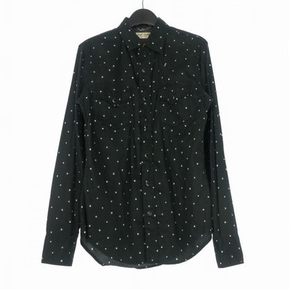 Saint Laurent Paris Eddie Era Allover Pattern Long Sleeve Shirt XS Black