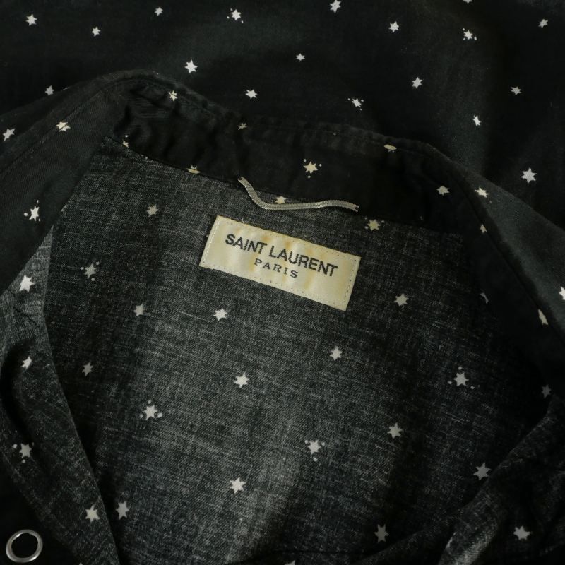 Saint Laurent Paris Eddie Era Allover Pattern Long Sleeve Shirt XS Black — view 7