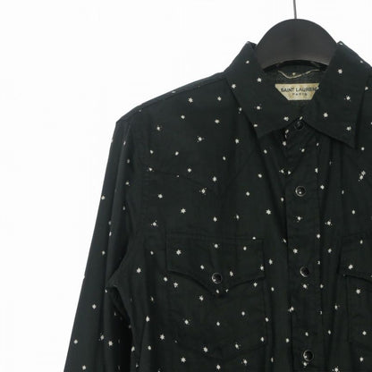 Saint Laurent Paris Eddie Era Allover Pattern Long Sleeve Shirt XS Black — view 3