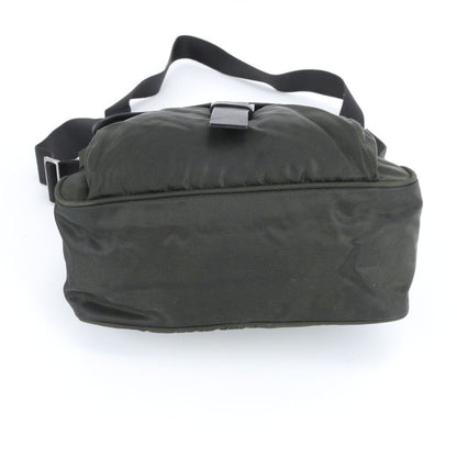 Prada Tessuto Nylon Triangle Logo Khaki Leather Shoulder Bag Crossbody Messenger — view 6
