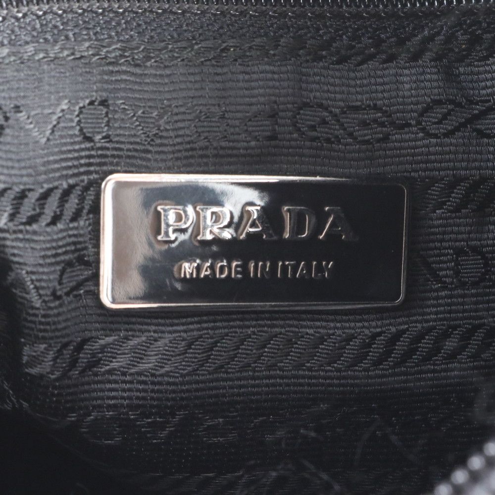 Prada Tessuto Nylon Triangle Logo Khaki Leather Shoulder Bag Crossbody Messenger — view 8