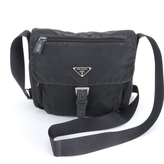 Prada Tessuto Nylon Triangle Logo Leather Shoulder Bag Crossbody Messenger